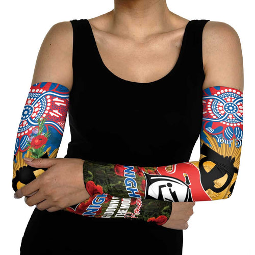Personalised Knights Rugby ANZAC Day Arm Sleeves Last Post Poppy We Will Remember Them