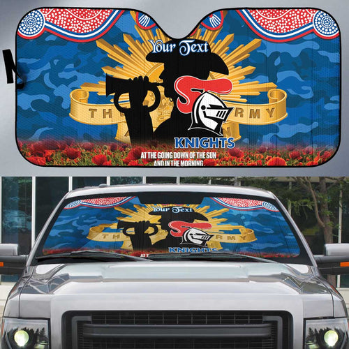 Personalised Knights Rugby ANZAC Day Auto Sun Shade Last Post Poppy We Will Remember Them