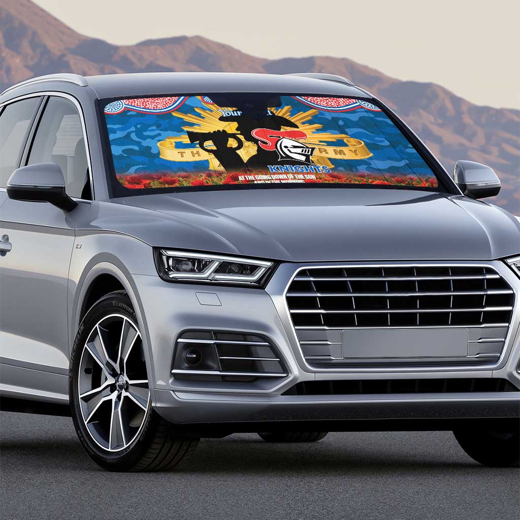 Personalised Knights Rugby ANZAC Day Auto Sun Shade Last Post Poppy We Will Remember Them