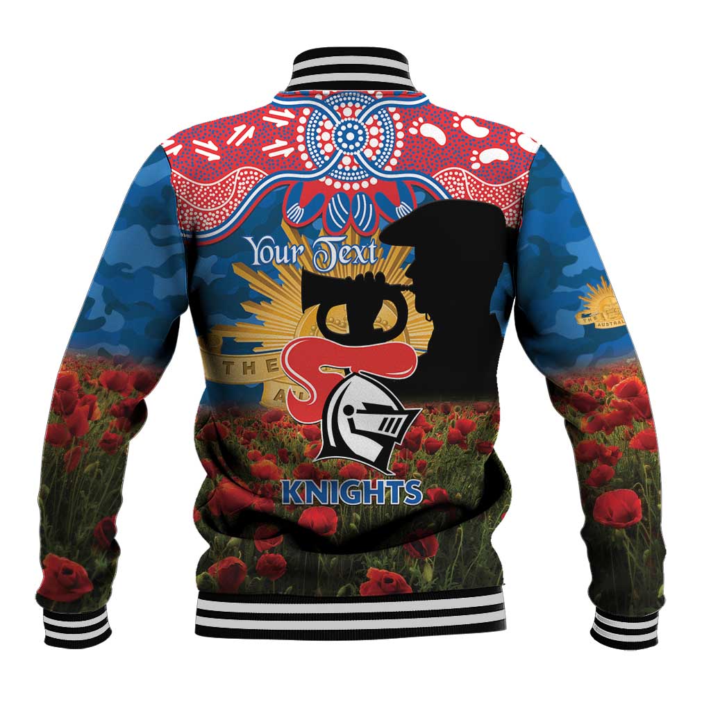 Personalised Knights Rugby ANZAC Day Baseball Jacket Last Post Poppy We Will Remember Them