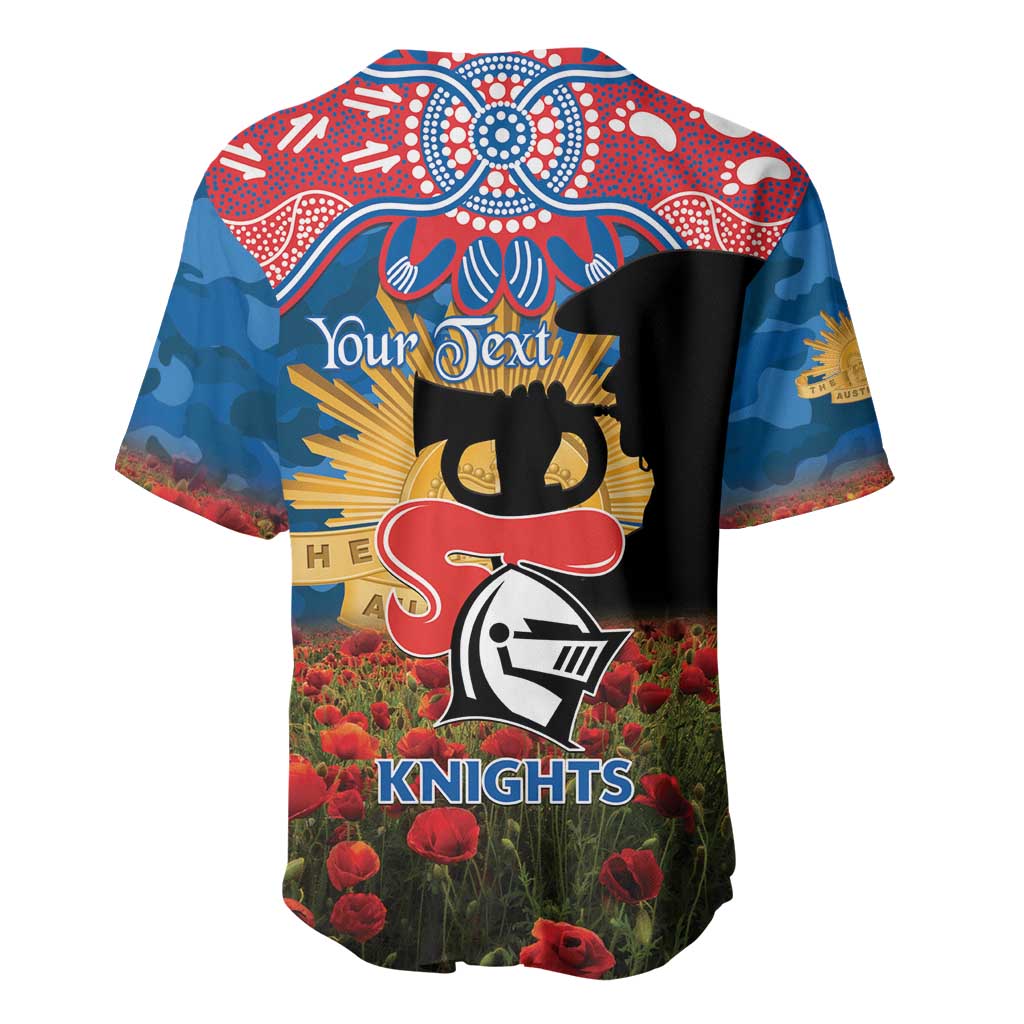 Personalised Knights Rugby ANZAC Day Baseball Jersey Last Post Poppy We Will Remember Them