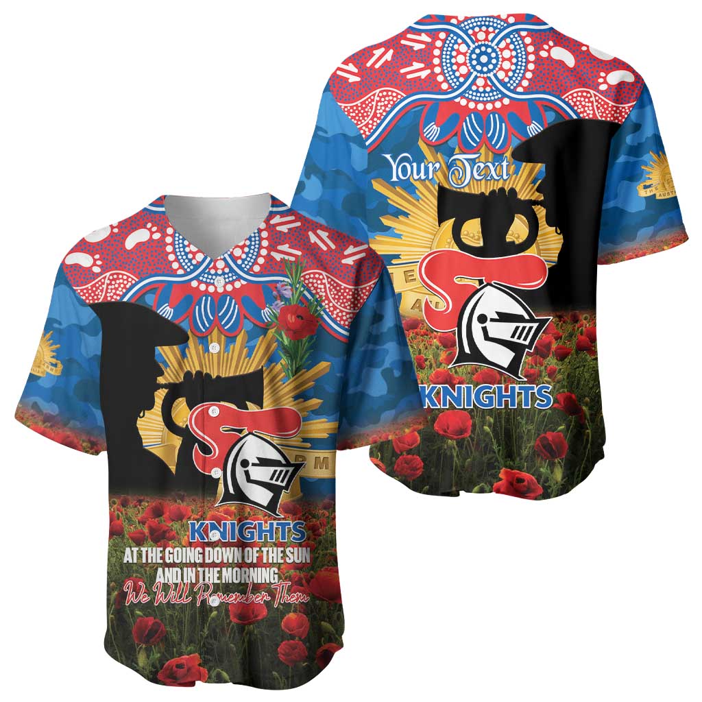 Personalised Knights Rugby ANZAC Day Baseball Jersey Last Post Poppy We Will Remember Them