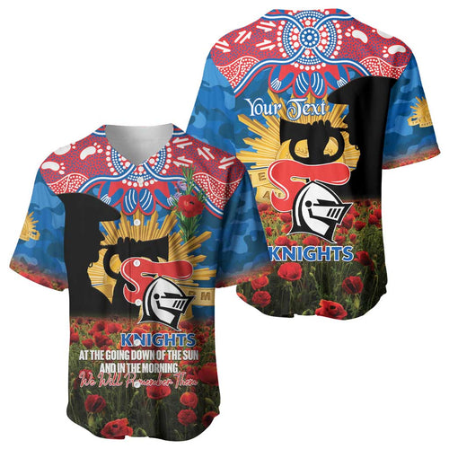 Personalised Knights Rugby ANZAC Day Baseball Jersey Last Post Poppy We Will Remember Them