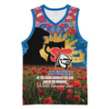 Personalised Knights Rugby ANZAC Day Basketball Jersey Last Post Poppy We Will Remember Them