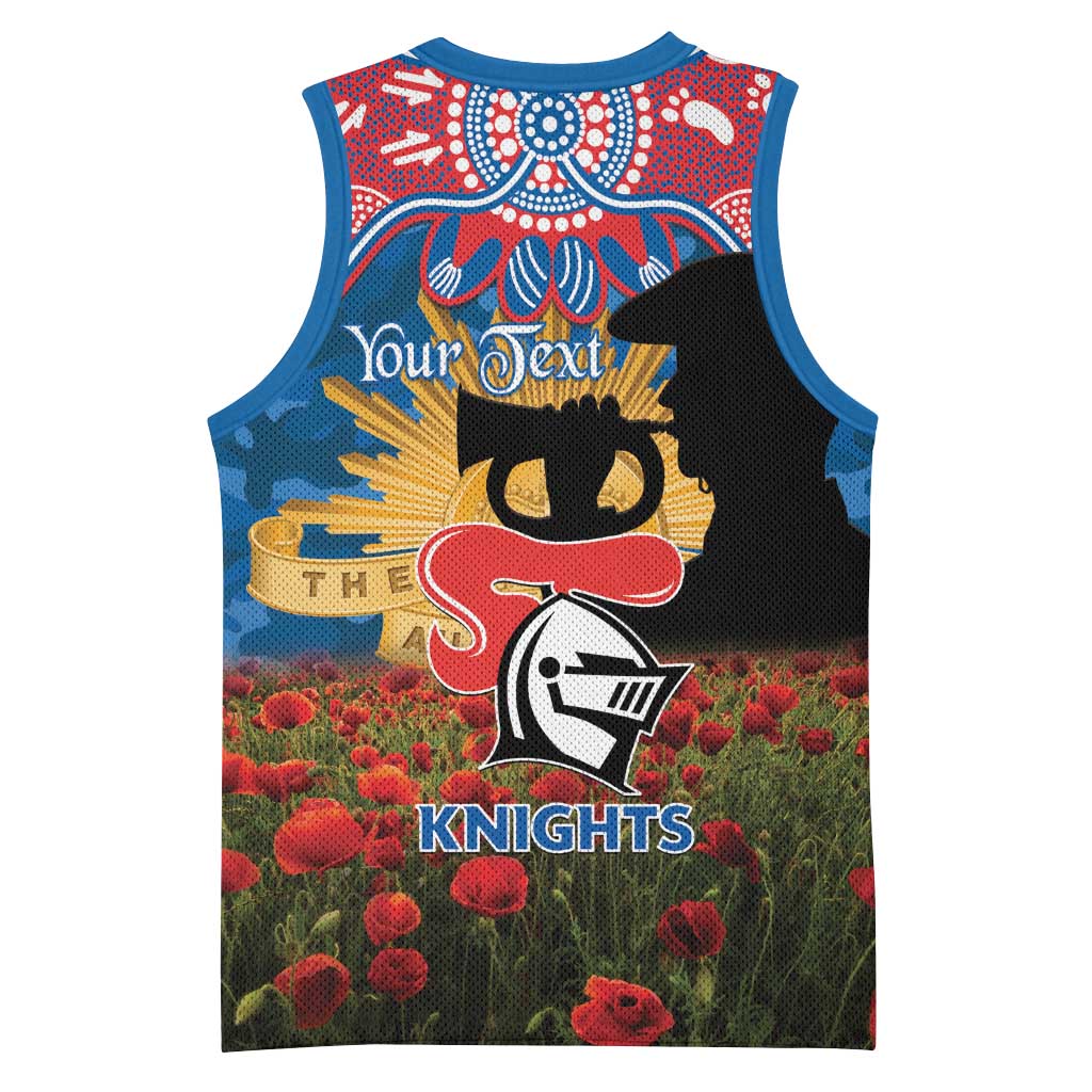Personalised Knights Rugby ANZAC Day Basketball Jersey Last Post Poppy We Will Remember Them