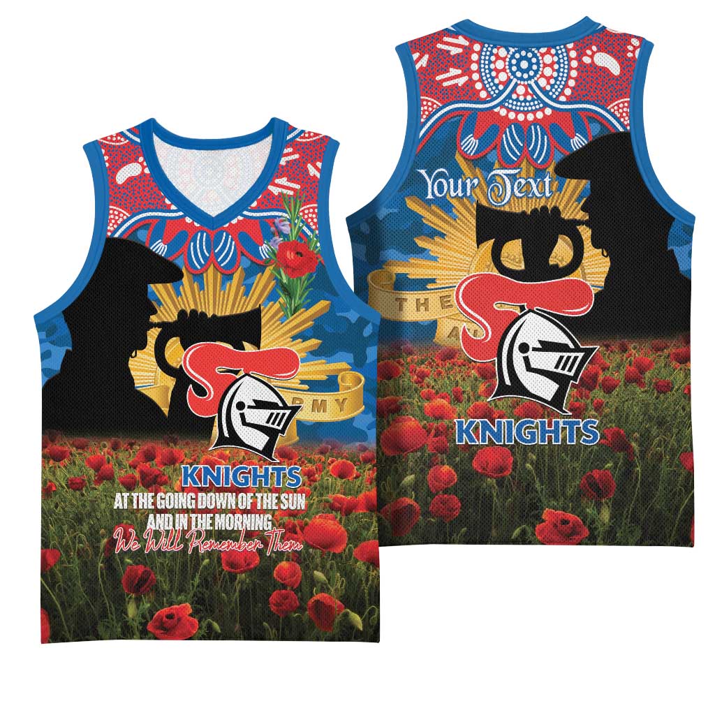 Personalised Knights Rugby ANZAC Day Basketball Jersey Last Post Poppy We Will Remember Them
