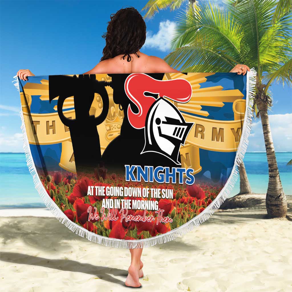 Personalised Knights Rugby ANZAC Day Beach Blanket Last Post Poppy We Will Remember Them