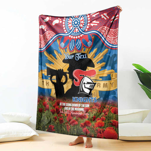 Personalised Knights Rugby ANZAC Day Blanket Last Post Poppy We Will Remember Them