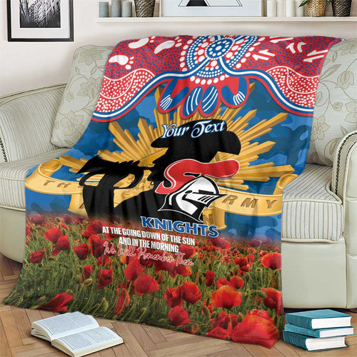Personalised Knights Rugby ANZAC Day Blanket Last Post Poppy We Will Remember Them
