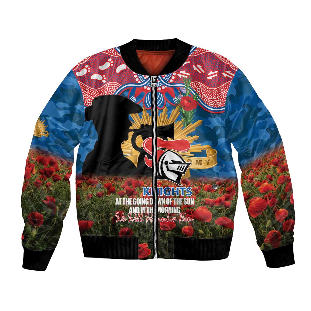 Personalised Knights Rugby ANZAC Day Bomber Jacket Last Post Poppy We Will Remember Them