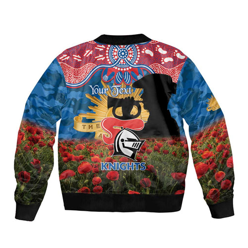 Personalised Knights Rugby ANZAC Day Bomber Jacket Last Post Poppy We Will Remember Them
