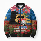 Personalised Knights Rugby ANZAC Day Bomber Puffer Jacket Last Post Poppy We Will Remember Them