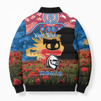 Personalised Knights Rugby ANZAC Day Bomber Puffer Jacket Last Post Poppy We Will Remember Them