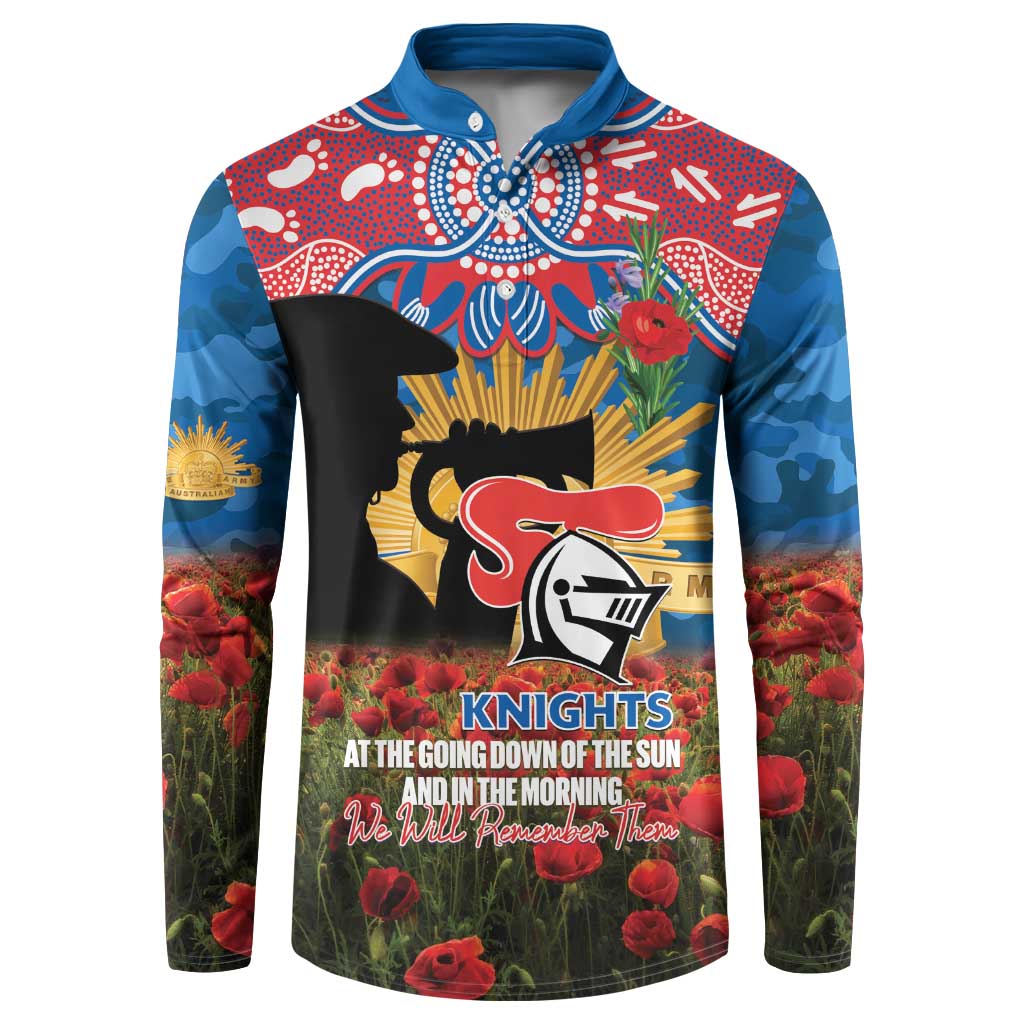 Personalised Knights Rugby ANZAC Day Button Sweatshirt Last Post Poppy We Will Remember Them