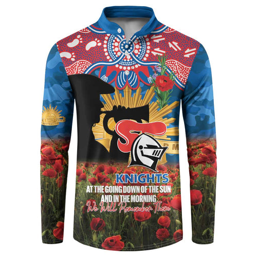 Personalised Knights Rugby ANZAC Day Button Sweatshirt Last Post Poppy We Will Remember Them
