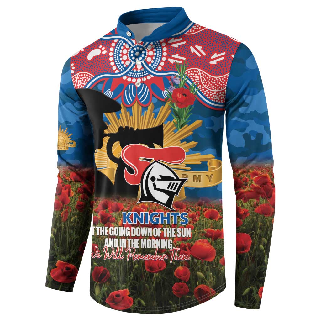 Personalised Knights Rugby ANZAC Day Button Sweatshirt Last Post Poppy We Will Remember Them