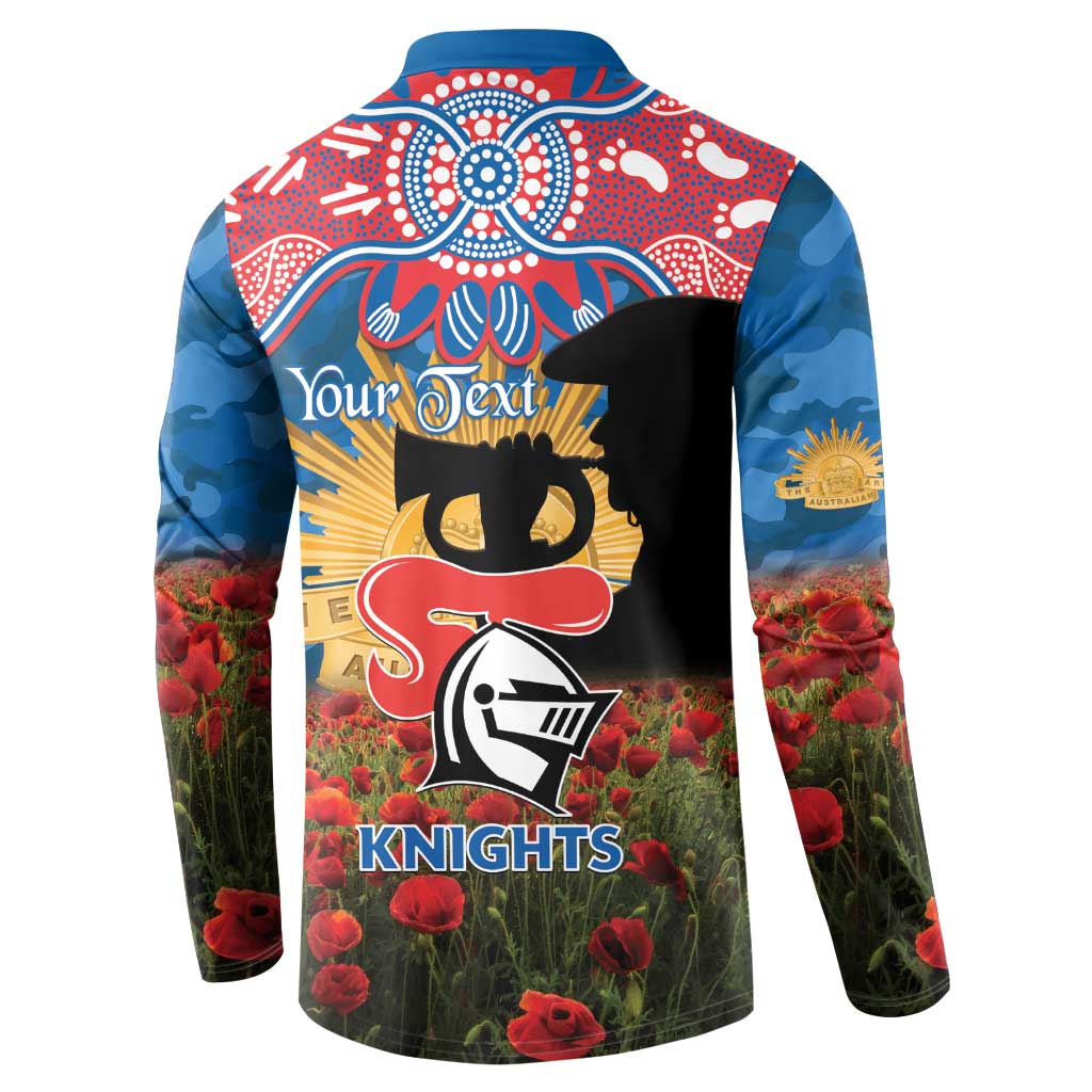Personalised Knights Rugby ANZAC Day Button Sweatshirt Last Post Poppy We Will Remember Them