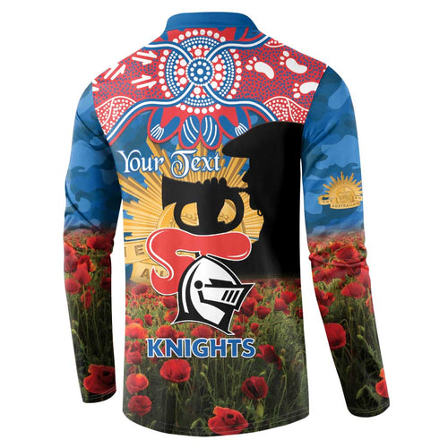 Personalised Knights Rugby ANZAC Day Button Sweatshirt Last Post Poppy We Will Remember Them