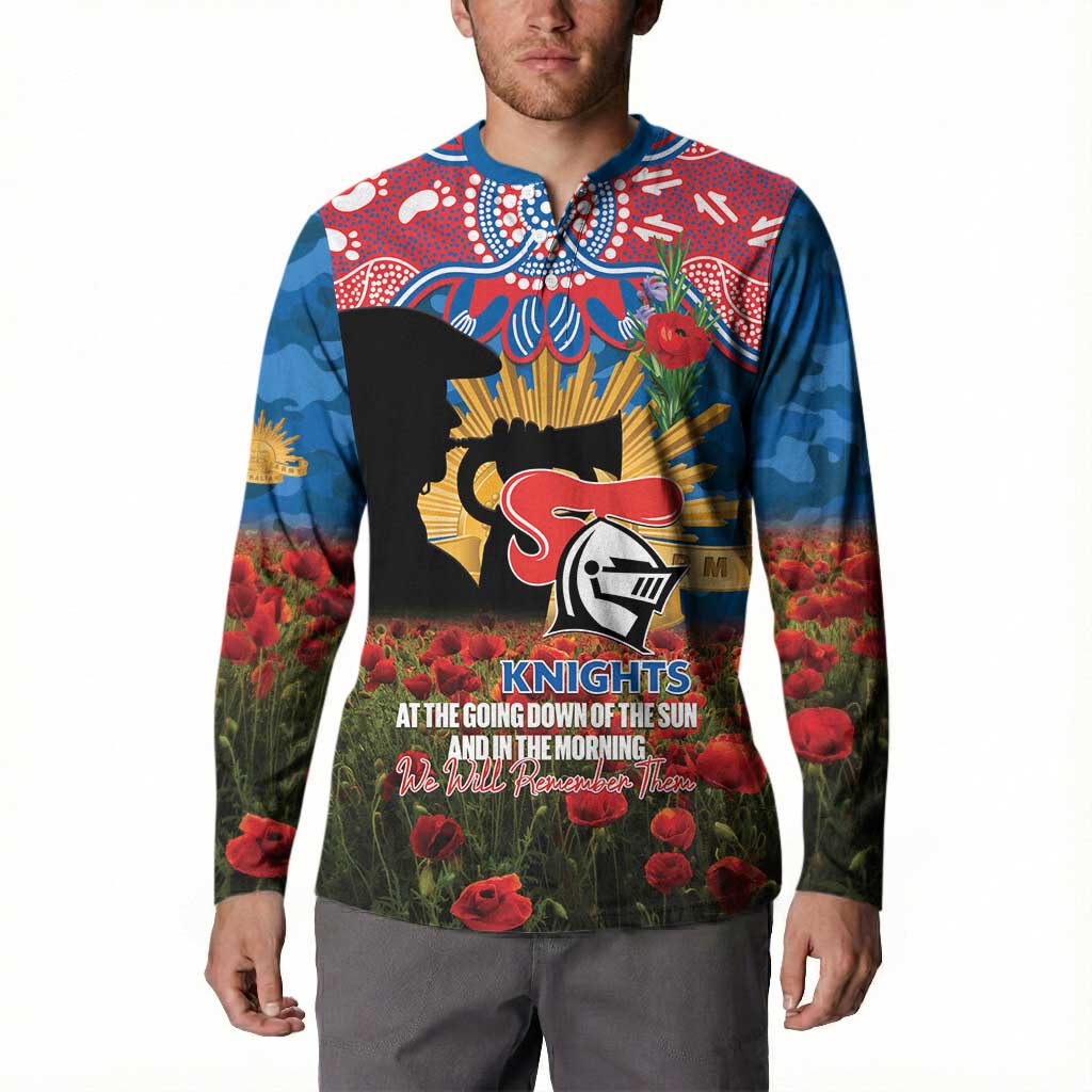 Personalised Knights Rugby ANZAC Day Button Sweatshirt Last Post Poppy We Will Remember Them