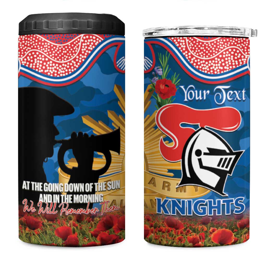Personalised Knights Rugby ANZAC Day 4 in 1 Can Cooler Tumbler Last Post Poppy We Will Remember Them