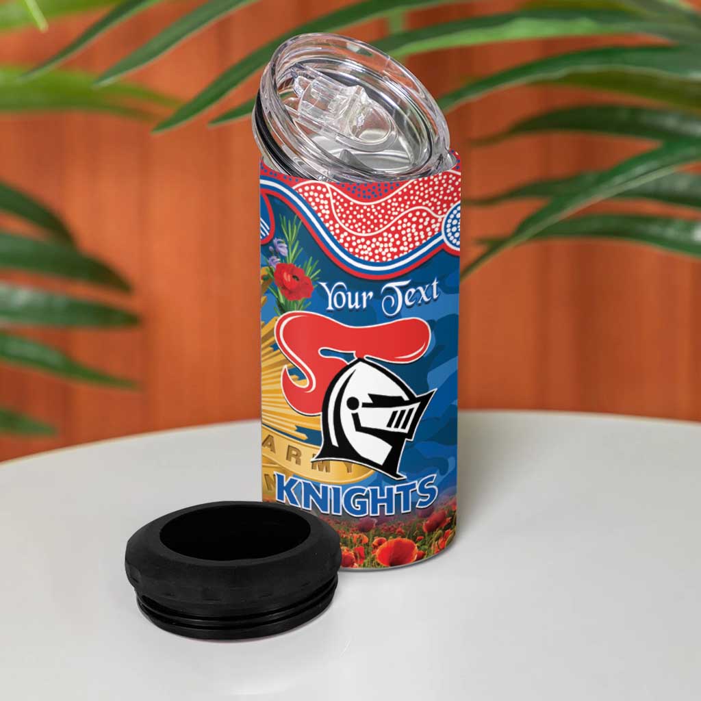 Personalised Knights Rugby ANZAC Day 4 in 1 Can Cooler Tumbler Last Post Poppy We Will Remember Them