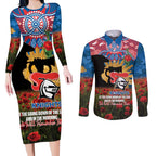 Personalised Knights Rugby ANZAC Day Couples Matching Long Sleeve Bodycon Dress and Long Sleeve Button Shirt Last Post Poppy We Will Remember Them