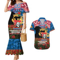Personalised Knights Rugby ANZAC Day Couples Matching Mermaid Dress and Hawaiian Shirt Last Post Poppy We Will Remember Them