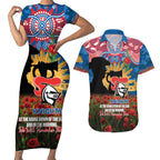 Personalised Knights Rugby ANZAC Day Couples Matching Short Sleeve Bodycon Dress and Hawaiian Shirt Last Post Poppy We Will Remember Them