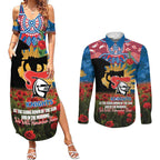 Personalised Knights Rugby ANZAC Day Couples Matching Summer Maxi Dress and Long Sleeve Button Shirt Last Post Poppy We Will Remember Them