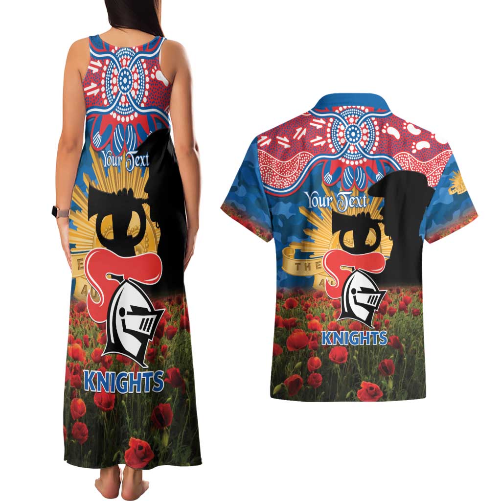 Personalised Knights Rugby ANZAC Day Couples Matching Tank Maxi Dress and Hawaiian Shirt Last Post Poppy We Will Remember Them
