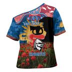 Personalised Knights Rugby ANZAC Day Cross Shoulder Shirt Last Post Poppy We Will Remember Them