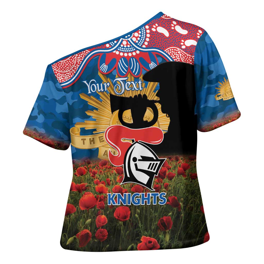 Personalised Knights Rugby ANZAC Day Cross Shoulder Shirt Last Post Poppy We Will Remember Them