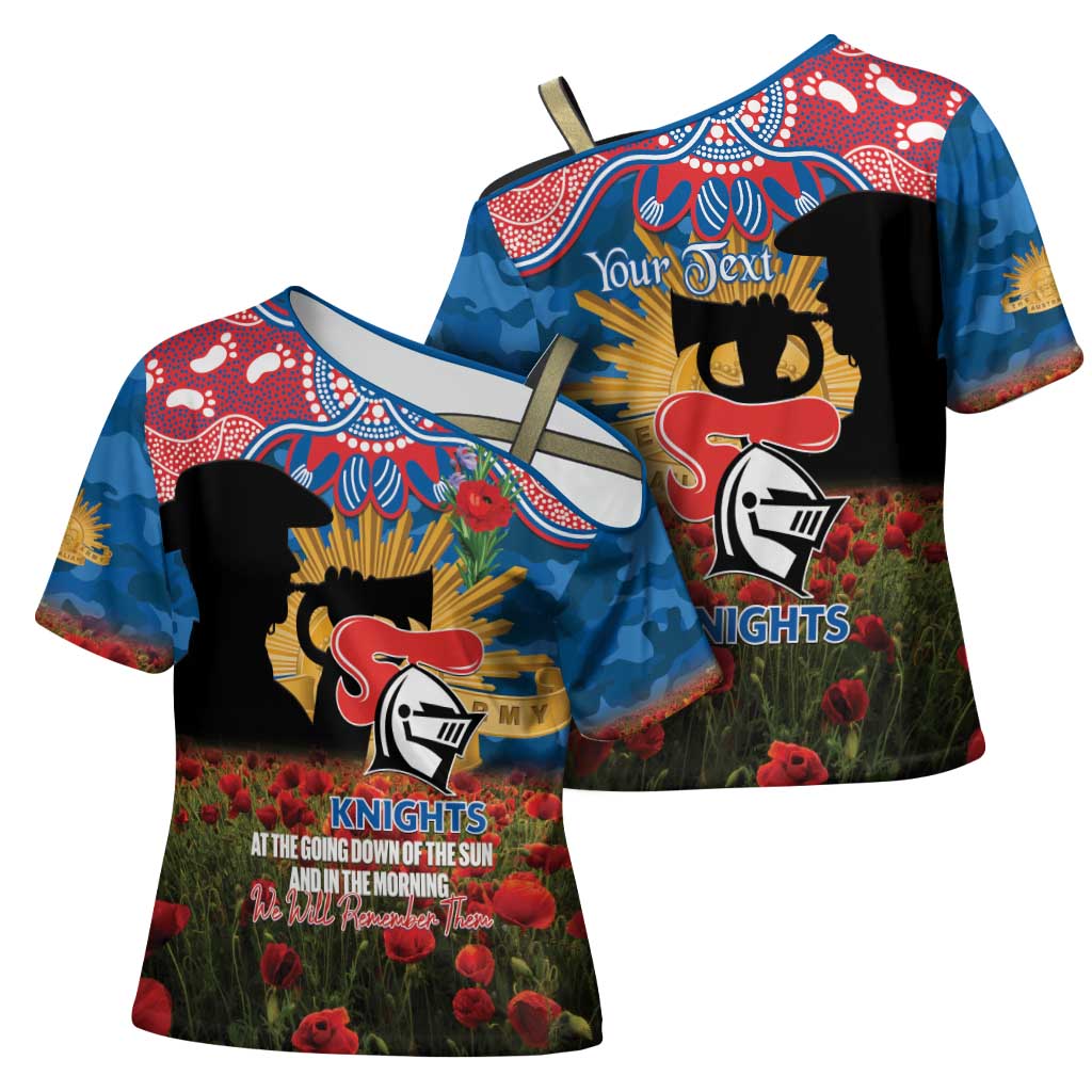 Personalised Knights Rugby ANZAC Day Cross Shoulder Shirt Last Post Poppy We Will Remember Them