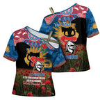 Personalised Knights Rugby ANZAC Day Cross Shoulder Shirt Last Post Poppy We Will Remember Them