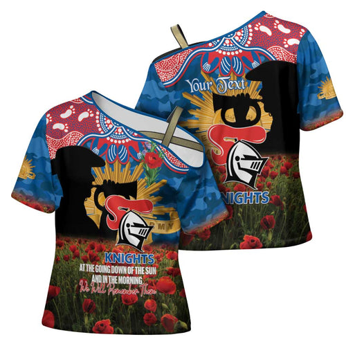 Personalised Knights Rugby ANZAC Day Cross Shoulder Shirt Last Post Poppy We Will Remember Them