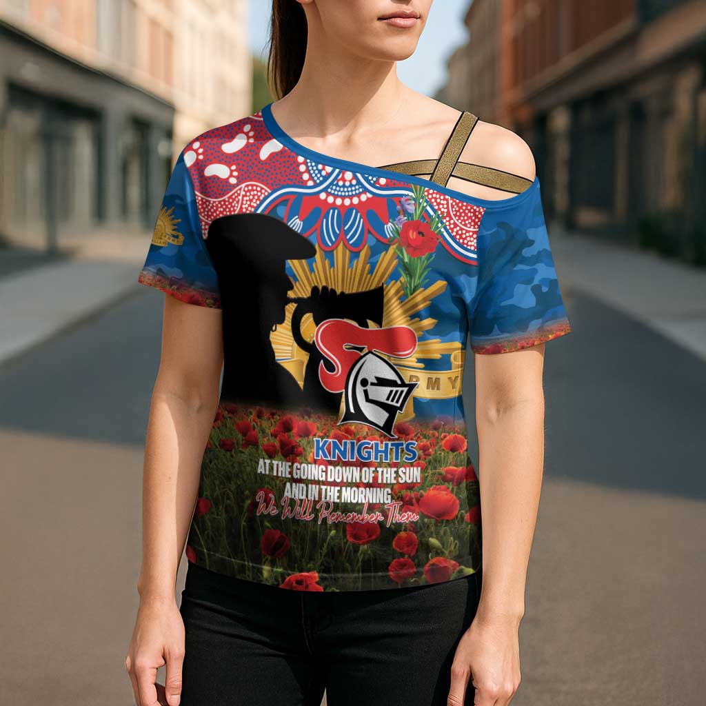 Personalised Knights Rugby ANZAC Day Cross Shoulder Shirt Last Post Poppy We Will Remember Them