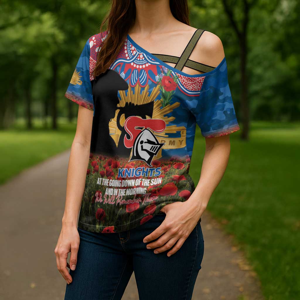 Personalised Knights Rugby ANZAC Day Cross Shoulder Shirt Last Post Poppy We Will Remember Them
