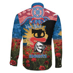Personalised Knights Rugby ANZAC Day Family Matching Long Sleeve Bodycon Dress and Hawaiian Shirt Last Post Poppy We Will Remember Them