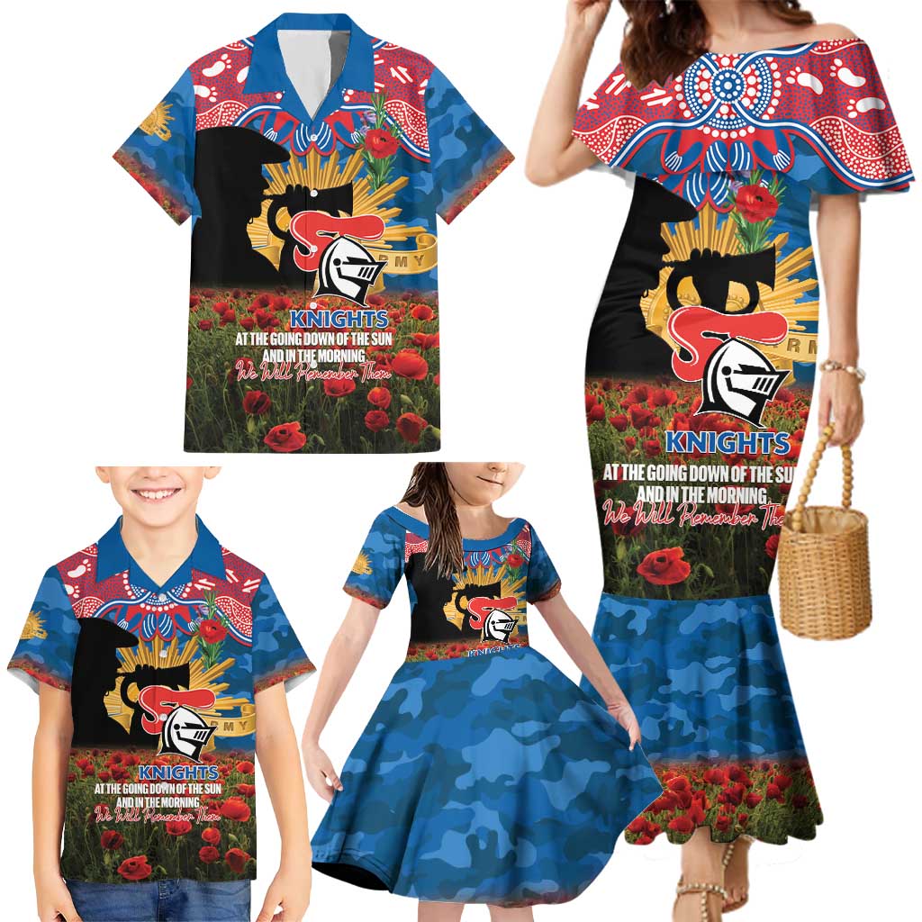 Personalised Knights Rugby ANZAC Day Family Matching Mermaid Dress and Hawaiian Shirt Last Post Poppy We Will Remember Them