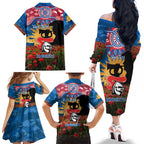 Personalised Knights Rugby ANZAC Day Family Matching Off The Shoulder Long Sleeve Dress and Hawaiian Shirt Last Post Poppy We Will Remember Them