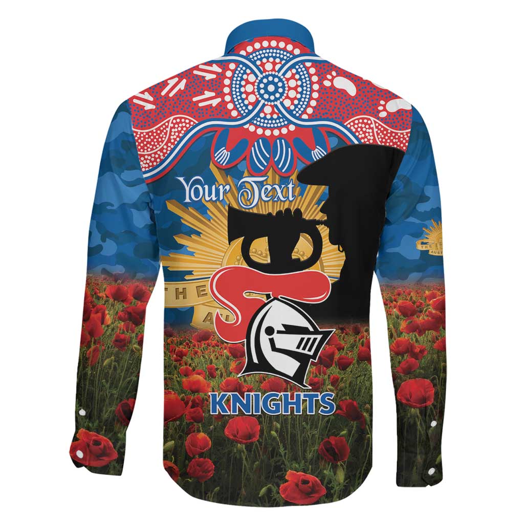 Personalised Knights Rugby ANZAC Day Family Matching Off The Shoulder Long Sleeve Dress and Hawaiian Shirt Last Post Poppy We Will Remember Them