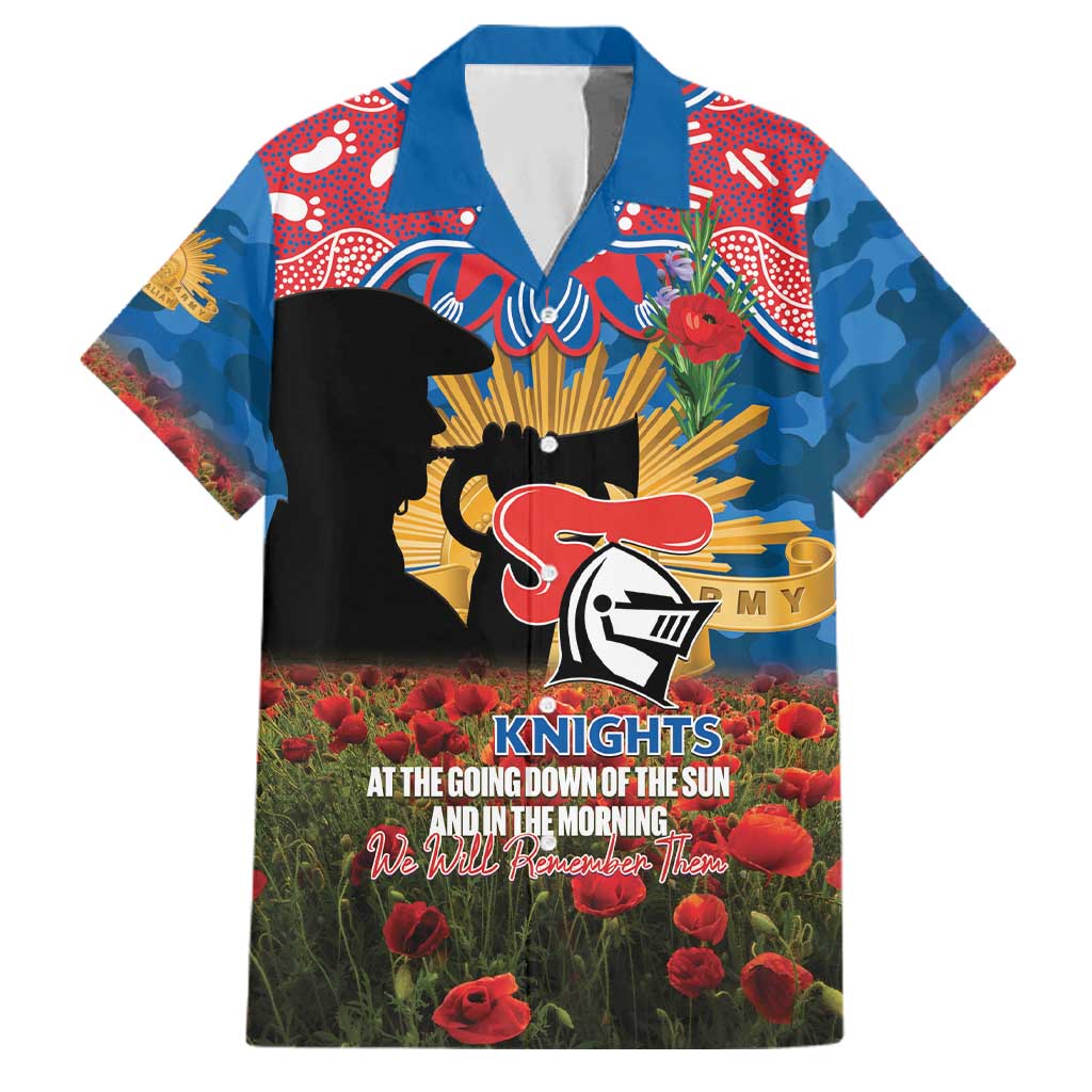 Personalised Knights Rugby ANZAC Day Family Matching Off Shoulder Maxi Dress and Hawaiian Shirt Last Post Poppy We Will Remember Them