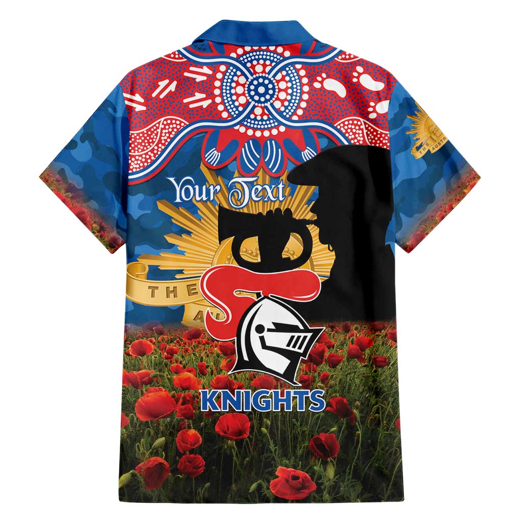 Personalised Knights Rugby ANZAC Day Family Matching Off Shoulder Maxi Dress and Hawaiian Shirt Last Post Poppy We Will Remember Them