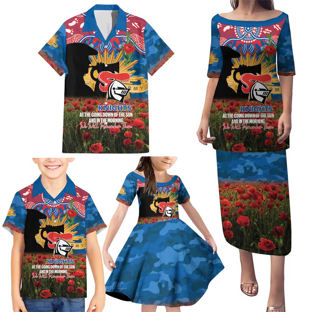 Personalised Knights Rugby ANZAC Day Family Matching Puletasi and Hawaiian Shirt Last Post Poppy We Will Remember Them