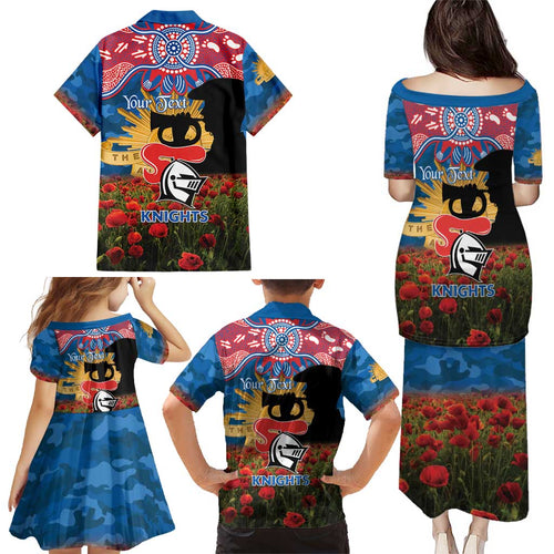 Personalised Knights Rugby ANZAC Day Family Matching Puletasi and Hawaiian Shirt Last Post Poppy We Will Remember Them