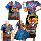 Personalised Knights Rugby ANZAC Day Family Matching Short Sleeve Bodycon Dress and Hawaiian Shirt Last Post Poppy We Will Remember Them