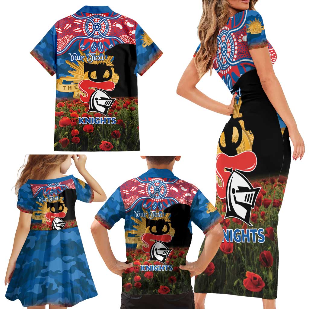 Personalised Knights Rugby ANZAC Day Family Matching Short Sleeve Bodycon Dress and Hawaiian Shirt Last Post Poppy We Will Remember Them