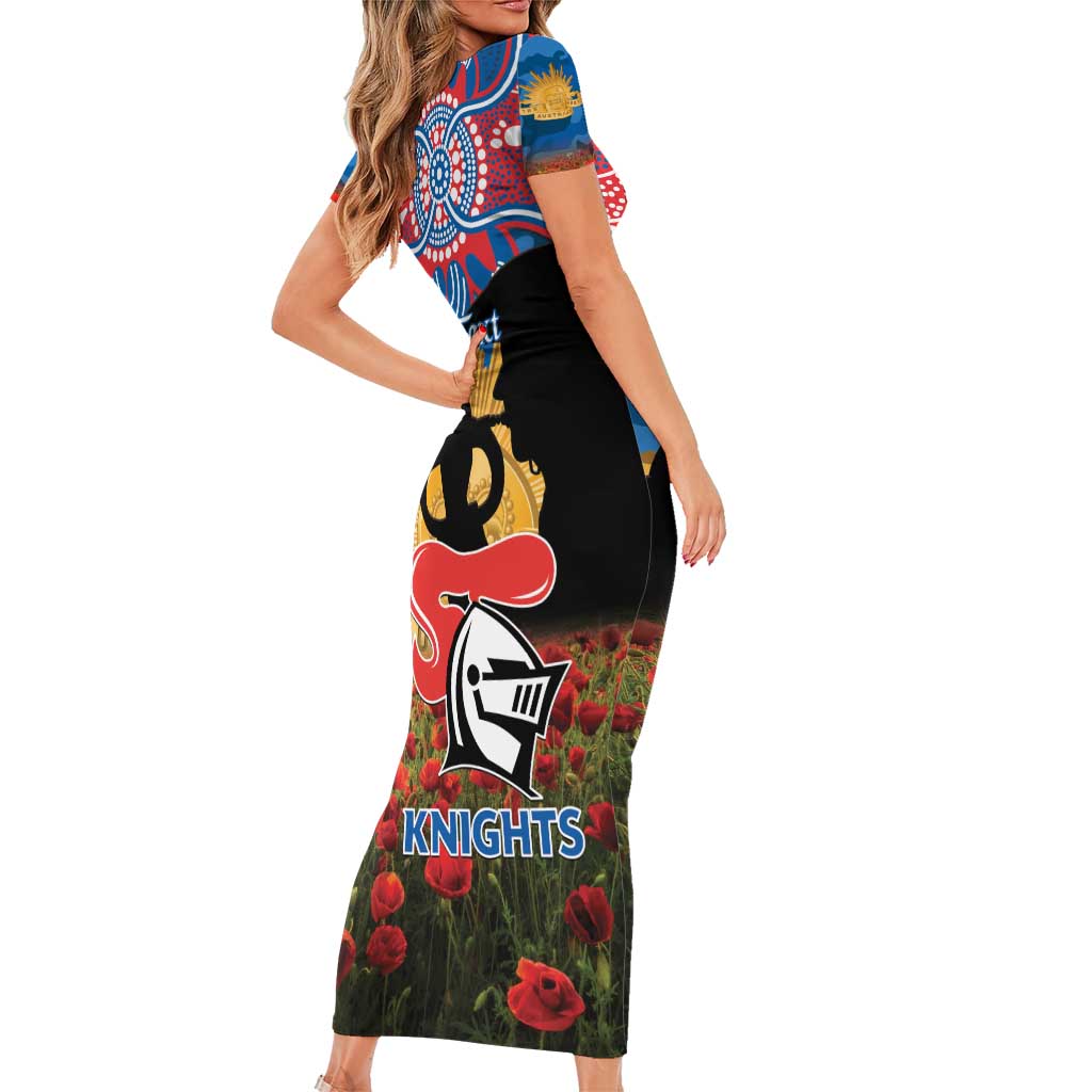 Personalised Knights Rugby ANZAC Day Family Matching Short Sleeve Bodycon Dress and Hawaiian Shirt Last Post Poppy We Will Remember Them