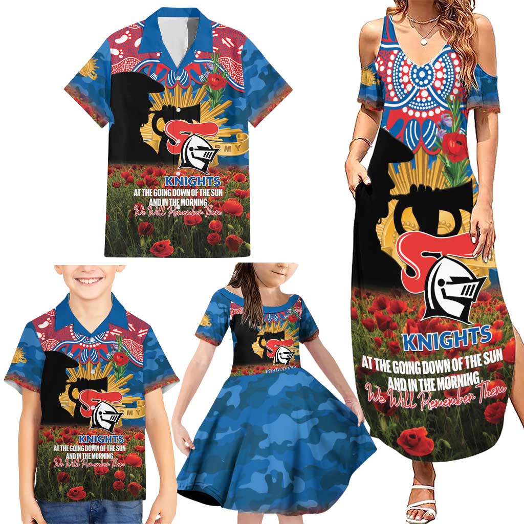 Personalised Knights Rugby ANZAC Day Family Matching Summer Maxi Dress and Hawaiian Shirt Last Post Poppy We Will Remember Them