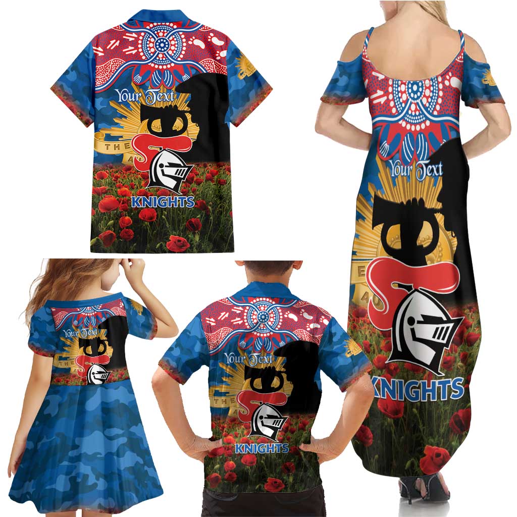 Personalised Knights Rugby ANZAC Day Family Matching Summer Maxi Dress and Hawaiian Shirt Last Post Poppy We Will Remember Them
